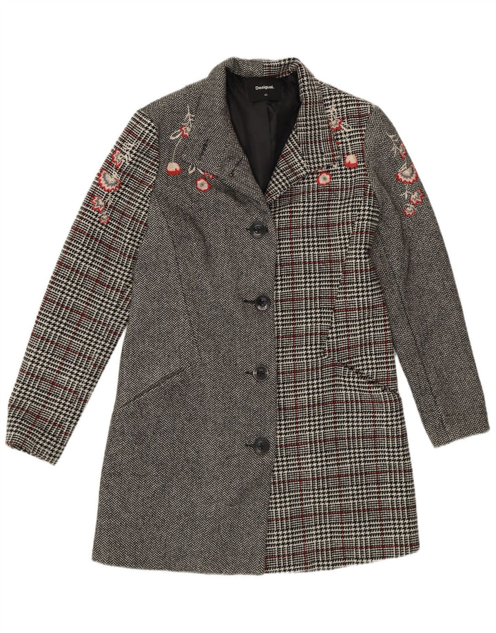 Abrigo Desigual Mujer EU 40 Poliéster Patchwork Gris Medio