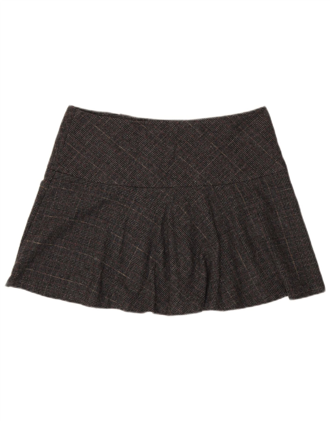 Minifalda Mujer Benetton IT 44 Medium W34 Lana Virgen De Pata De Gallo Gris