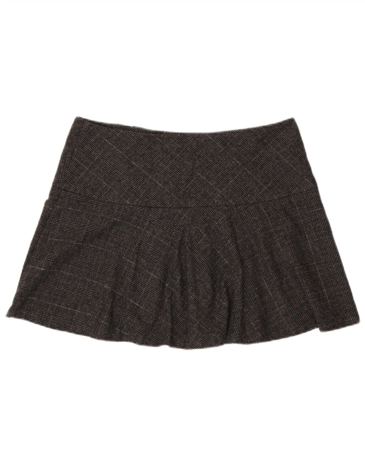 Minifalda Mujer Benetton IT 44 Medium W34 Lana Virgen De Pata De Gallo Gris