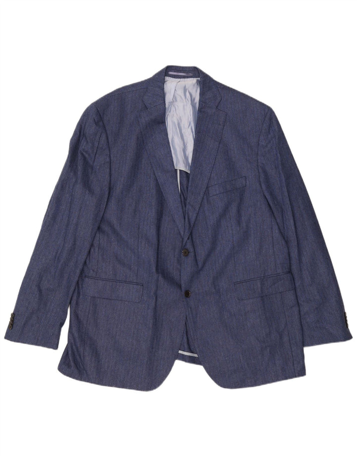 Guy Laroche Chaqueta tipo blazer de 2 botones para hombre UK 42 XL Seda en espiga azul marino