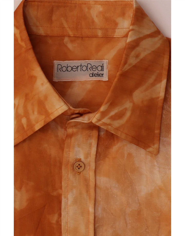Camisa de mujer vintage tinte de corbata naranja medio