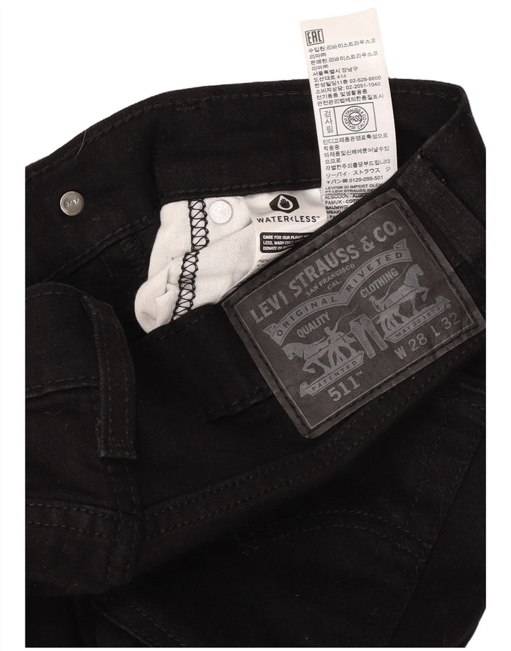 Levi's Hombre 511 Slim Jeans W28 L32 Algodón Negro