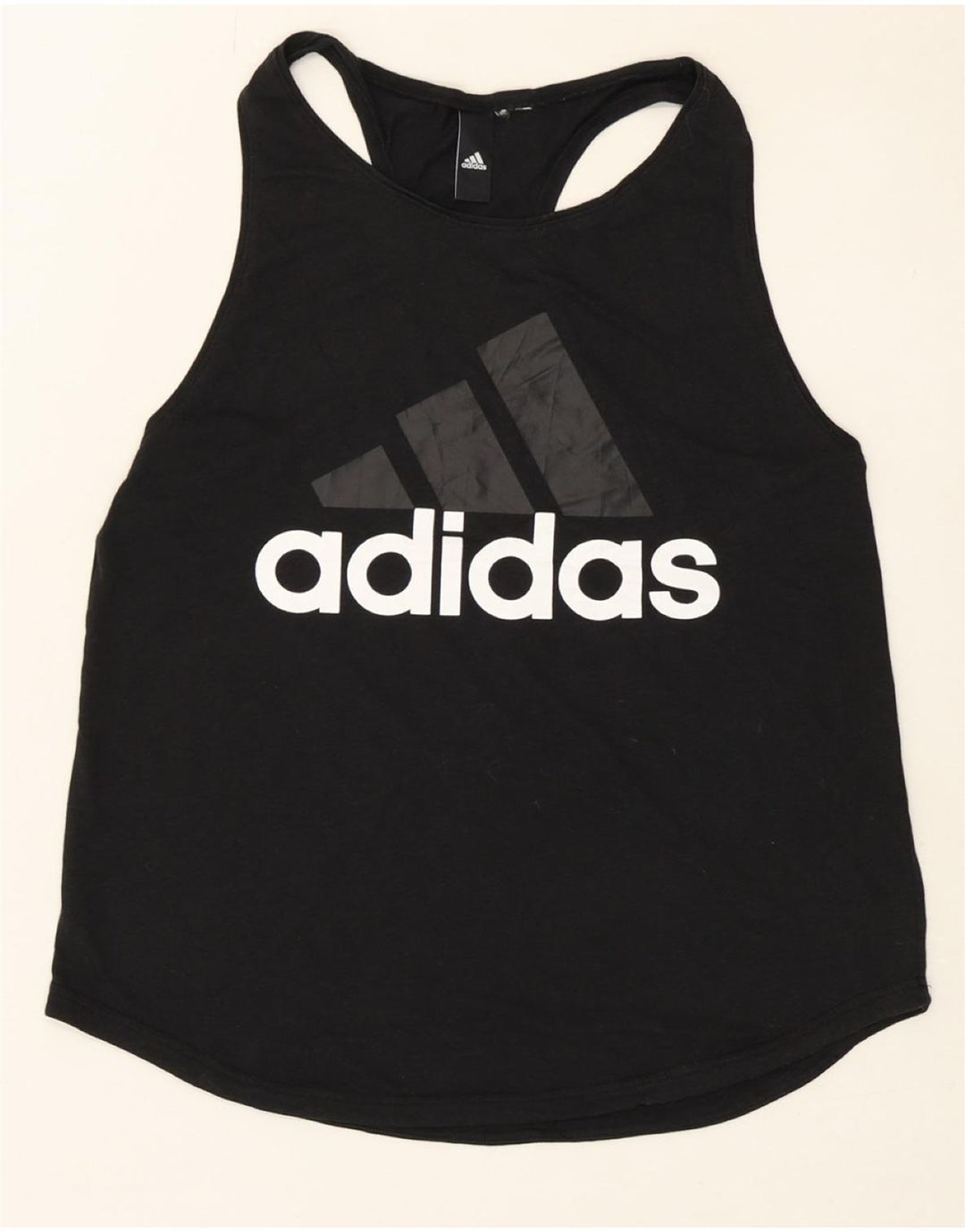ADIDAS Womens Graphic Vest Top UK 12 Medium Black Vintage Adidas and Second-Hand Adidas from Messina Hembry 