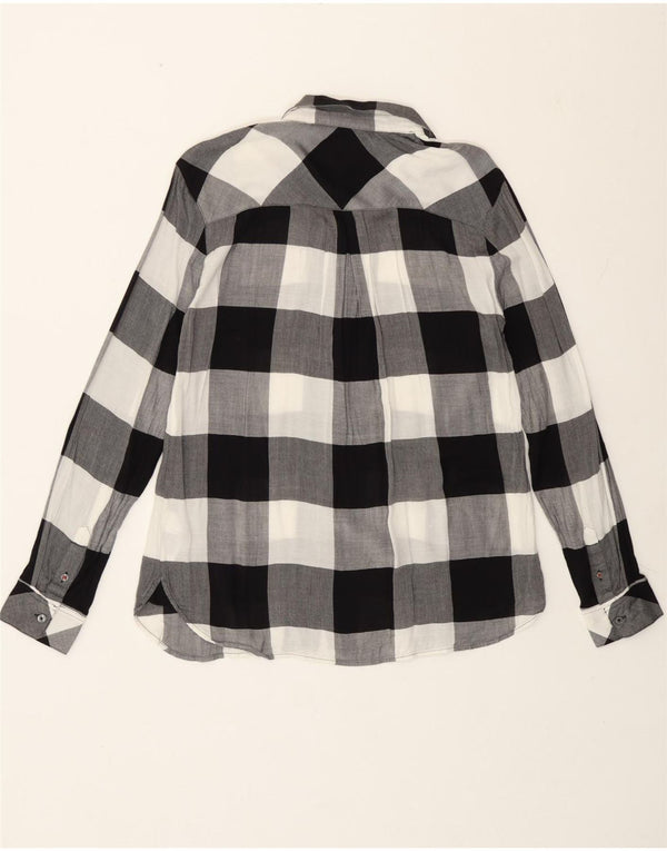 Tommy Hilfiger Camisa de corte regular para mujer US 8 Medium Black Check Viscosa