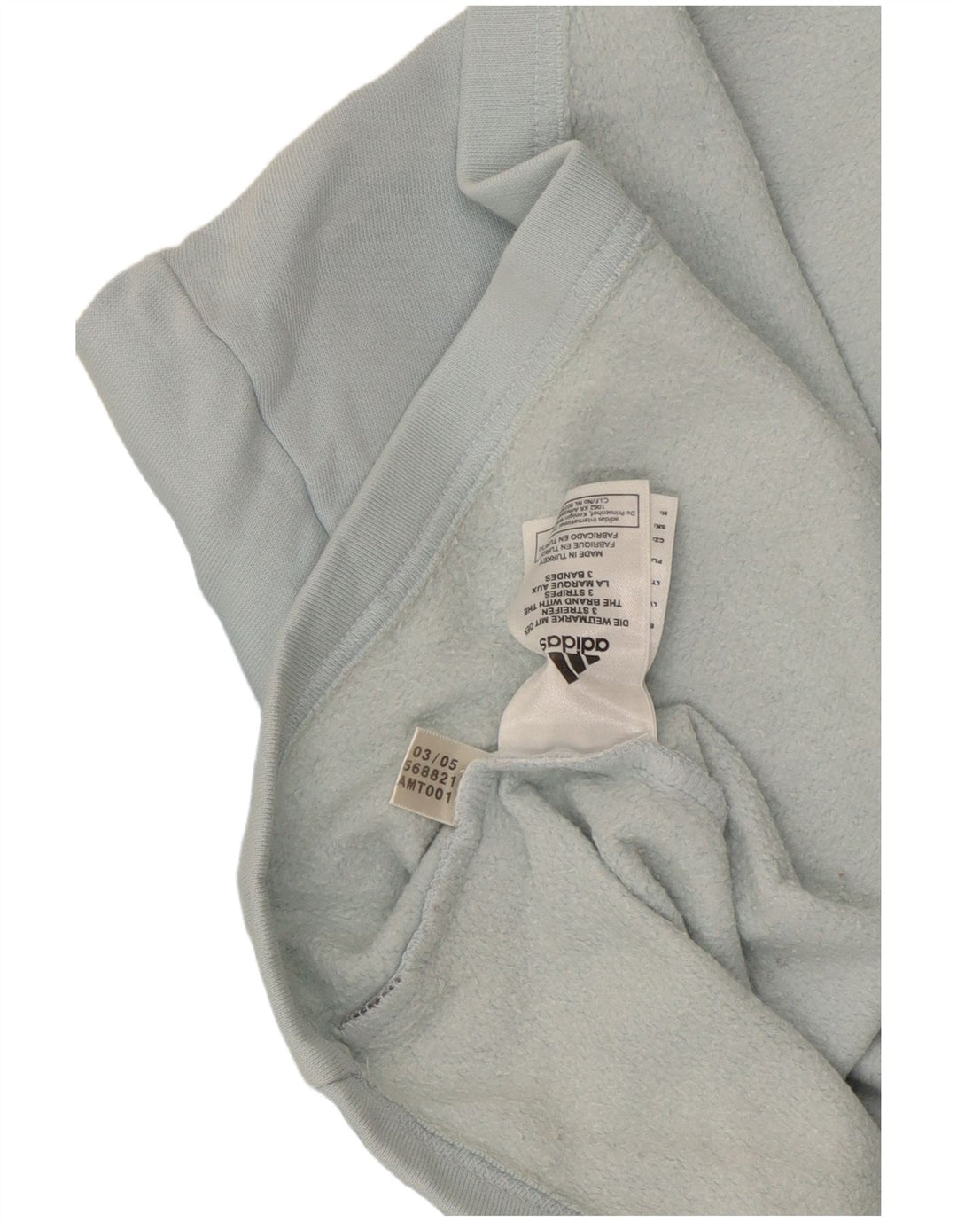 Adidas Hombre Zip Neck Top Manga Larga Algodón Azul Medio