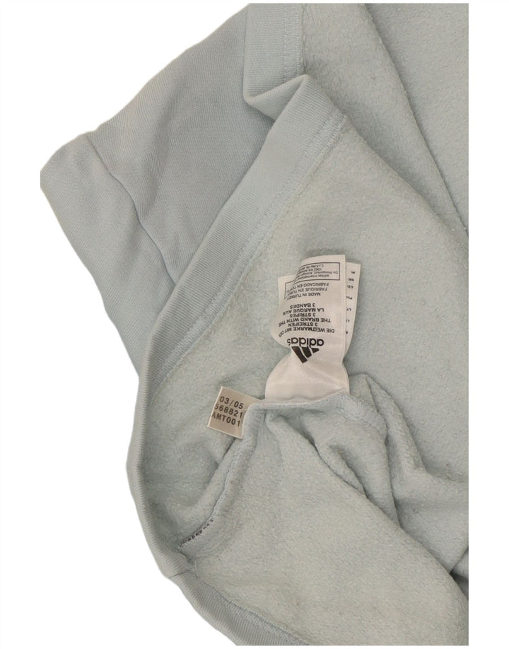 Adidas Hombre Zip Neck Top Manga Larga Algodón Azul Medio