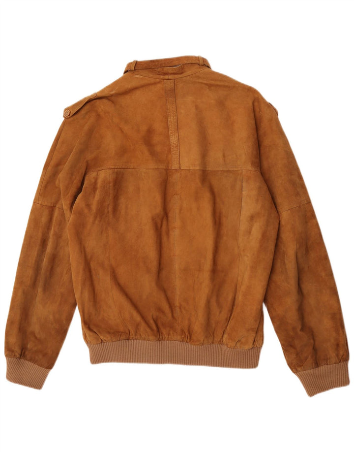 Vintage hombres ante bomber chaqueta IT 50 cuero beige grande
