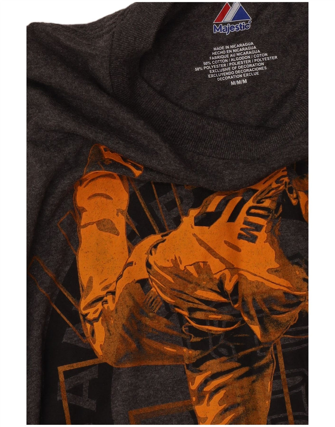 Majestic Mens Giants Graphic Camiseta Top Algodón Gris Medio
