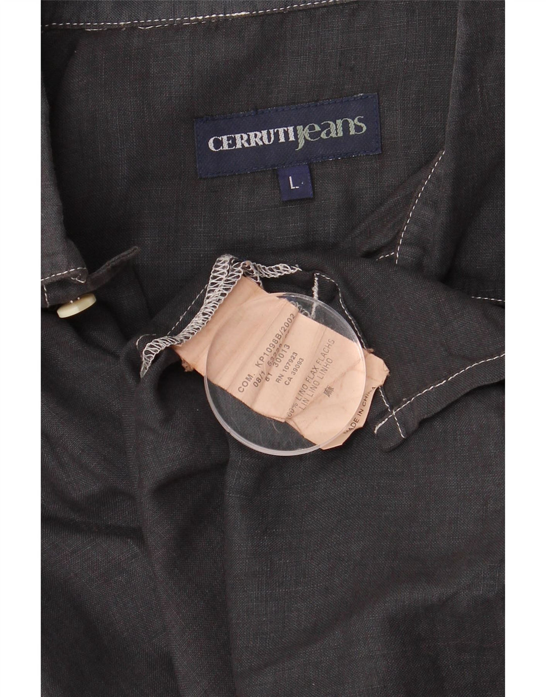 Cerruti Camisa De Manga Corta Para Hombre Grande Lino Azul Marino