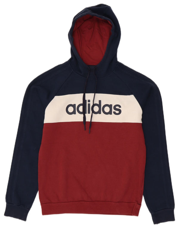ADIDAS Sudadera con capucha gráfica para hombre, talla pequeña, color azul marino