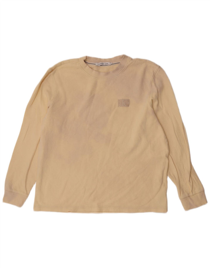 Calvin Klein Hombre Top Manga Larga XL Algodón Beige