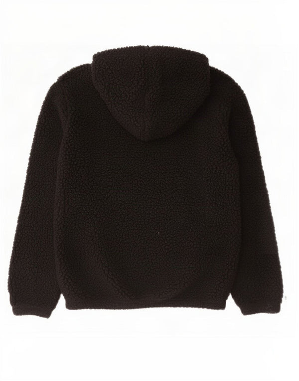 Champion Boys Hooded Zip Neck Fleece Jumper 13-14 Years XL Black Polyester