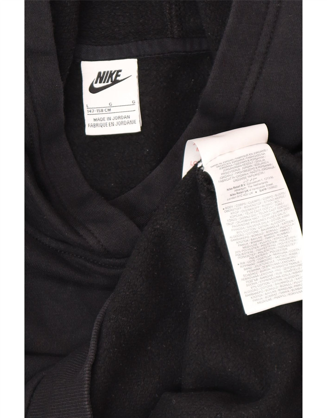 Nike - Sudadera con capucha para niños (12-13 años, talla grande, algodón negro)