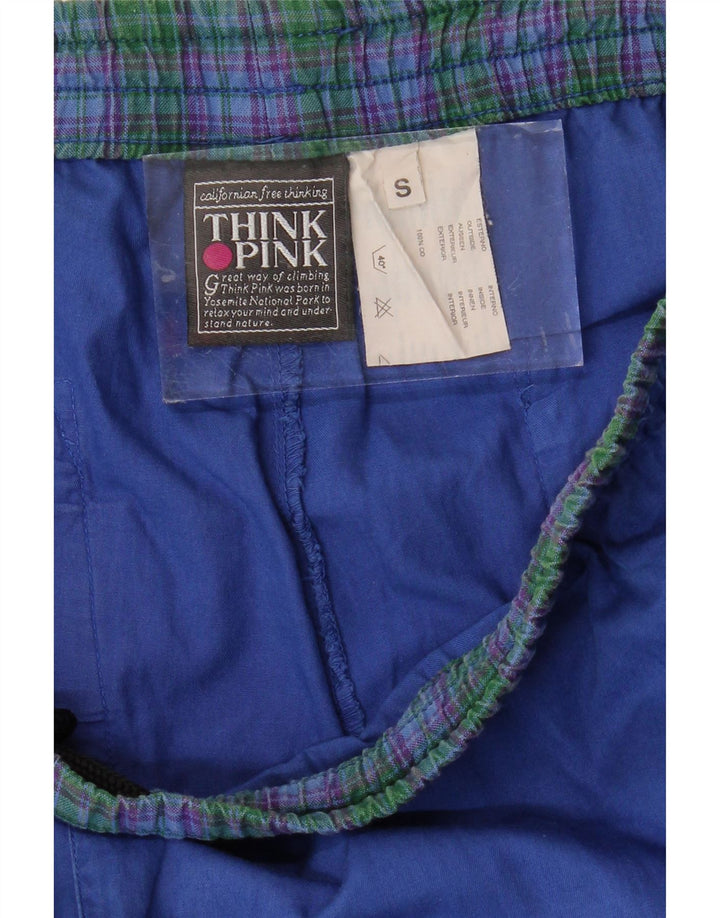THINK PINK Pantalones chinos con estampado Calanque para hombre, talla pequeña W29 L28, cuadros azules