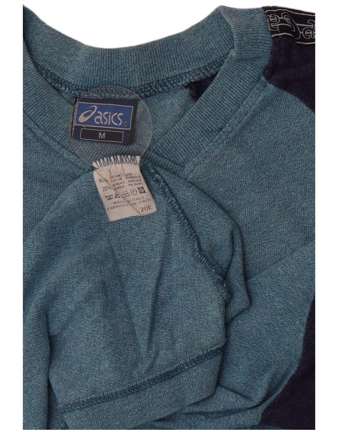 Asics Hombre Camiseta Gráfica Top Algodón Colorblock Azul Medio