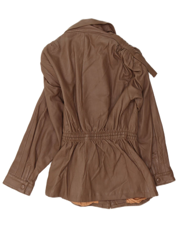 Chaqueta de cuero vintage para mujer IT 38 XS Marrón