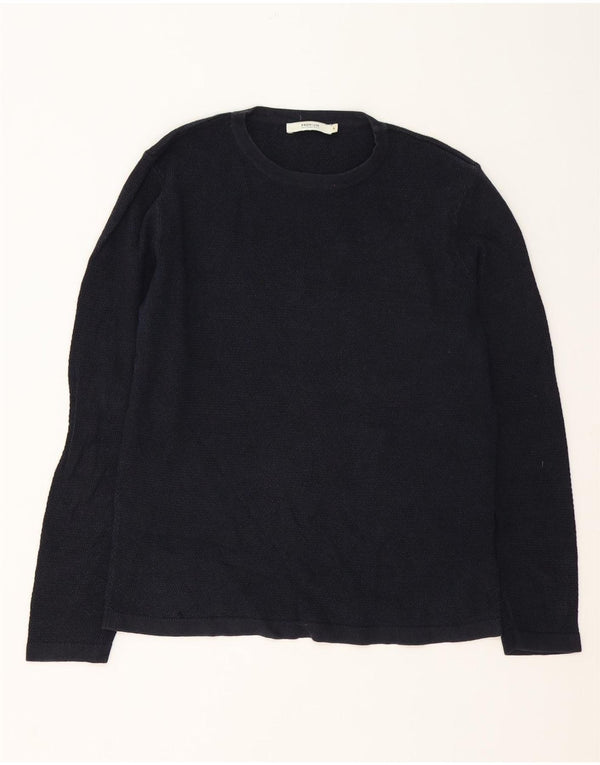 Jack & Jones Jersey con cuello redondo para hombre, talla grande, algodón azul marino