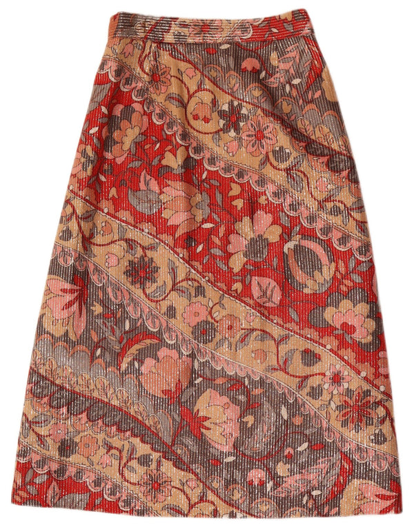 Falda midi vintage para mujer W26 pequeña floral multicolor