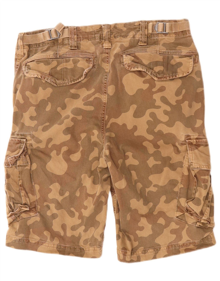 SUPERDRY Shorts cargo para hombre W32 Algodón de camuflaje marrón medio