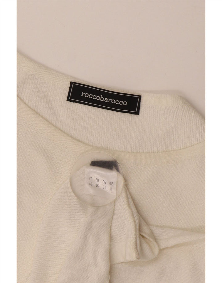 Roccobarocco Blusa corta para mujer UK 8 Small White