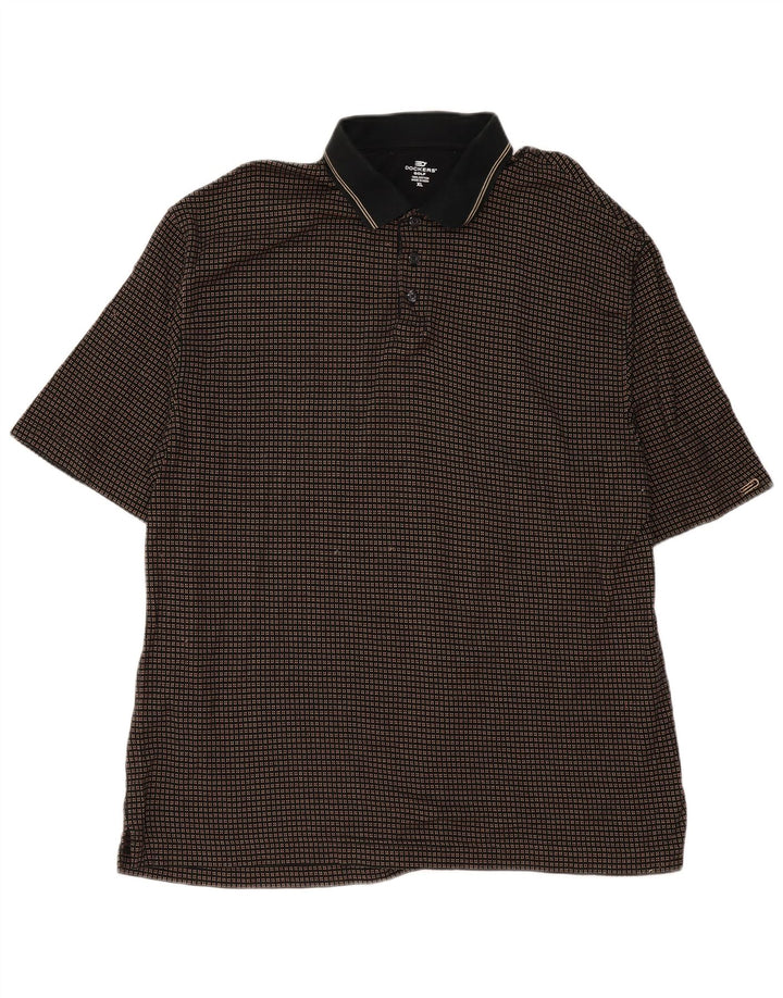 Dockers Polo de Golf para Hombre XL Algodón a Cuadros Negro