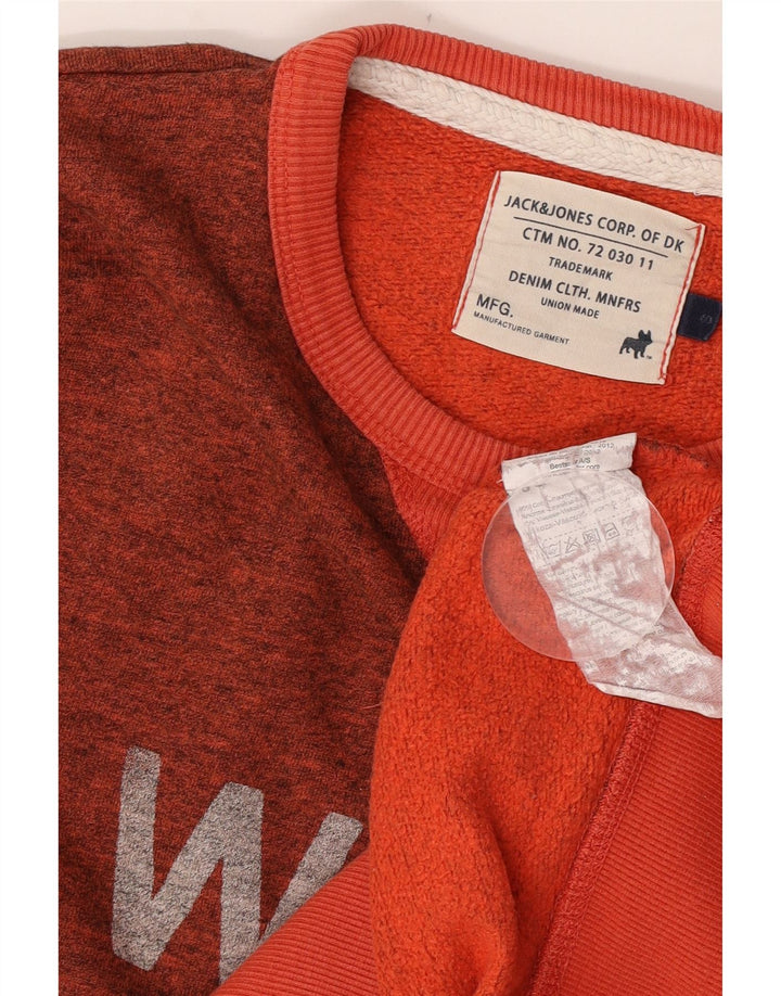Jack & Jones Hombre Sudadera Gráfica Jumper Small De Algodón Moteado Naranja