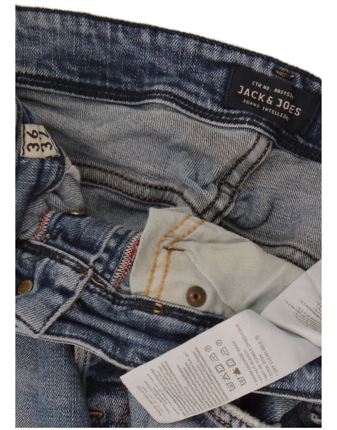 JACK & JONES Pantalones cortos de mezclilla desgastados para hombre W36 Algodón azul grande