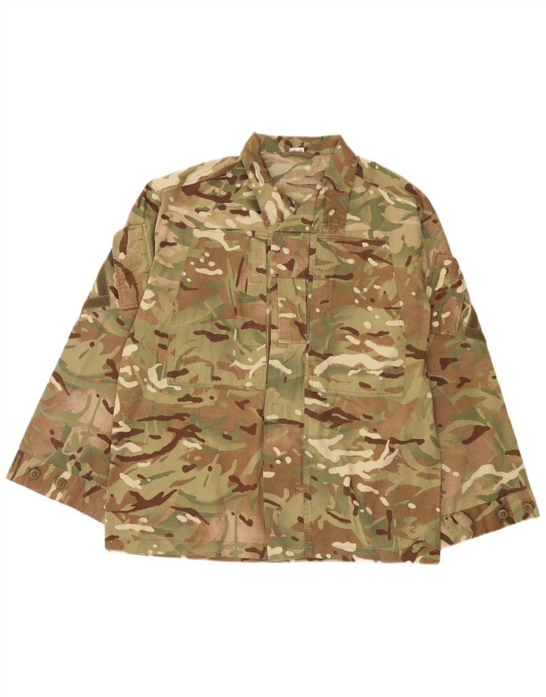 Vintage hombres chaqueta militar Reino Unido 40 grande caqui camuflaje poliéster