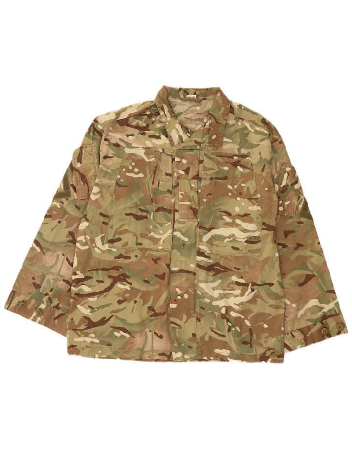 Vintage hombres chaqueta militar Reino Unido 40 grande caqui camuflaje poliéster