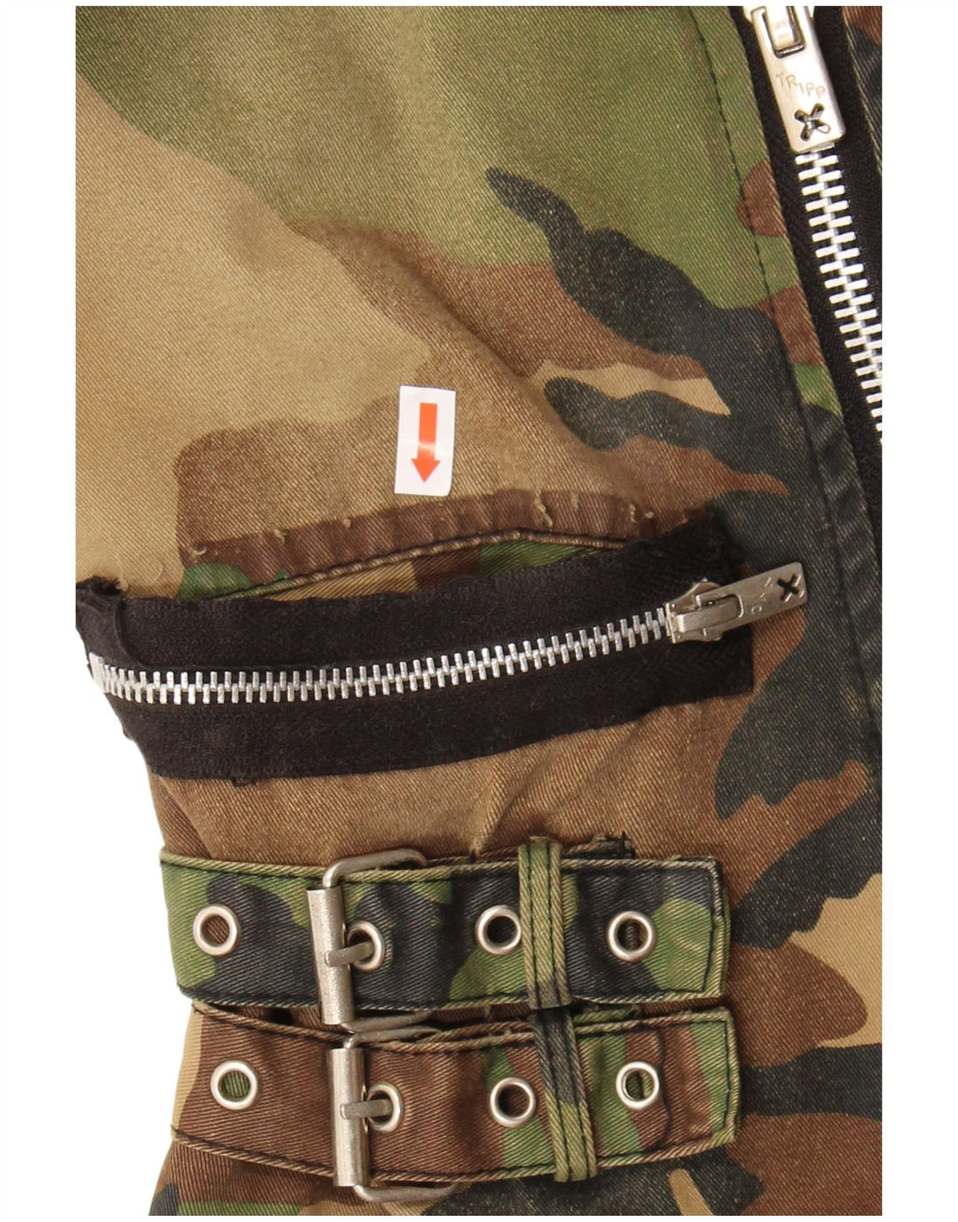 TRIPP NYC Chaqueta militar corta para mujer UK 10 Small Khaki Camuflaje Algodón