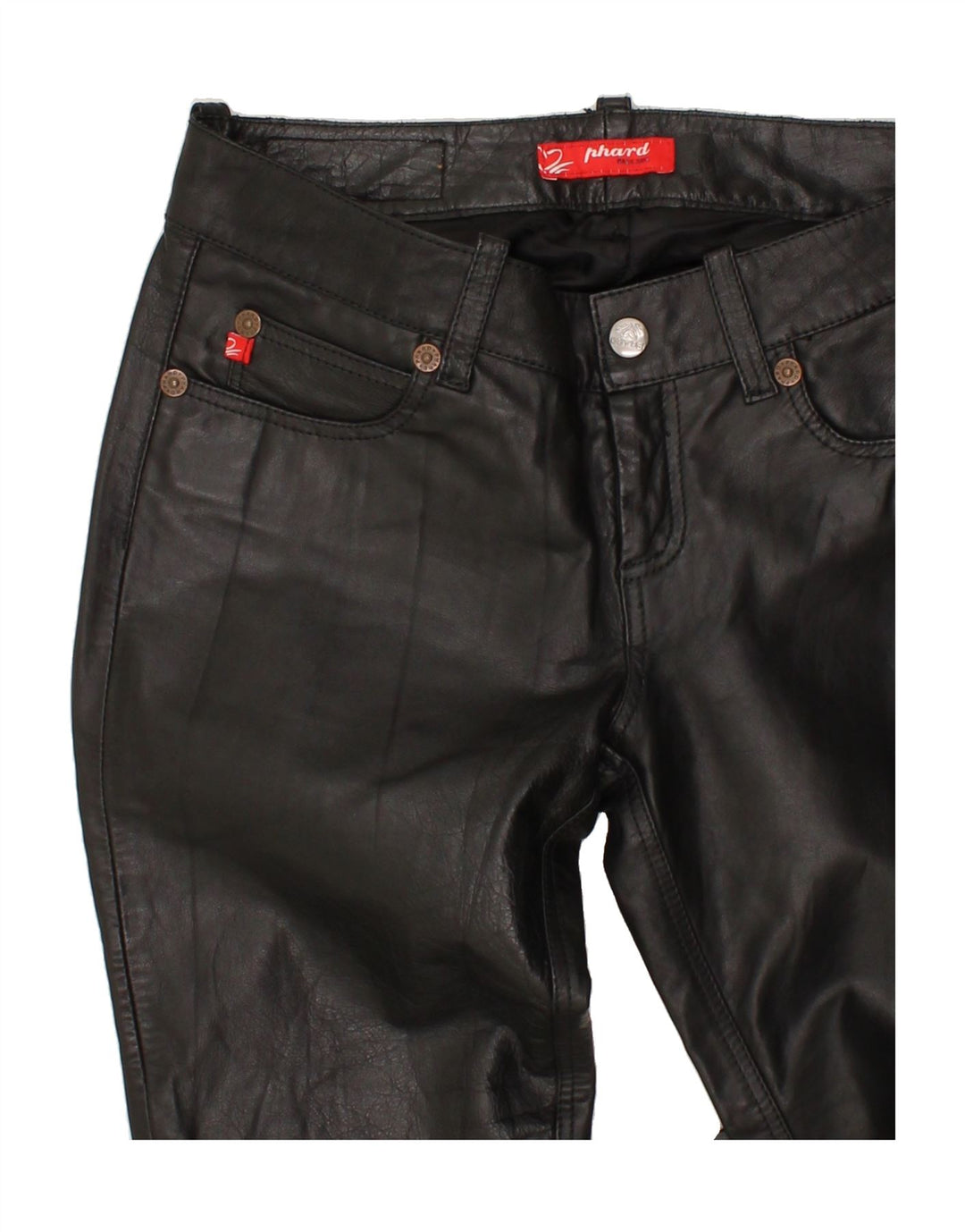 PHARD Womens Leather Slim Trousers W27 L32 Black Leather Vintage Phard and Second-Hand Phard from Messina Hembry 