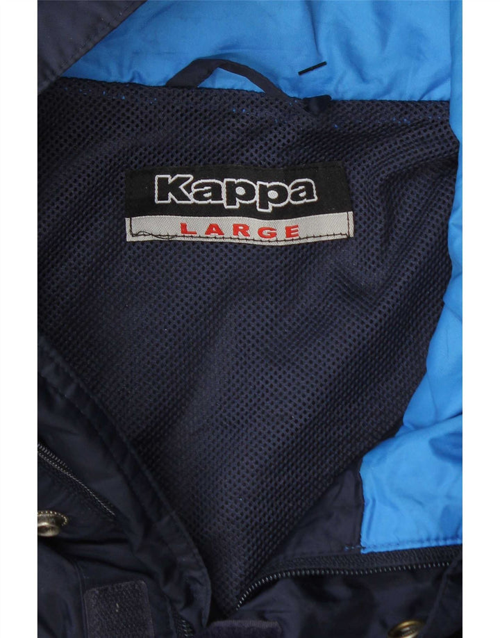 Kappa Chaqueta cortavientos gráfica para hombre UK 40 Large Azul marino Colorblock