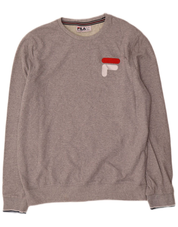 Fila Mens Graphic Sudadera Jumper Grande Gris Poliéster