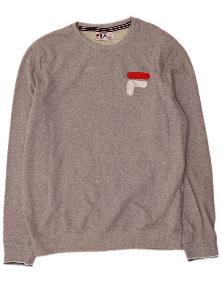 Fila Mens Graphic Sudadera Jumper Grande Gris Poliéster