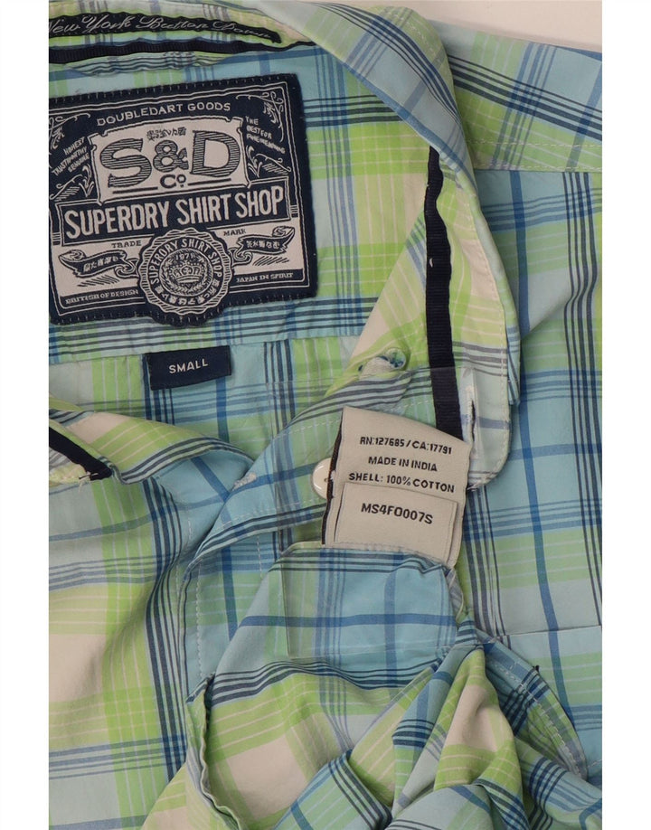 Camisa Superdry para hombre de algodón a cuadros verdes pequeños
