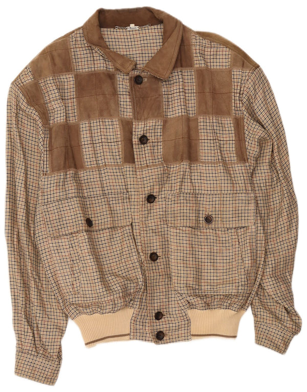 Chaqueta bomber para hombre Breco's IT 52 XL Algodón de pata de gallo marrón