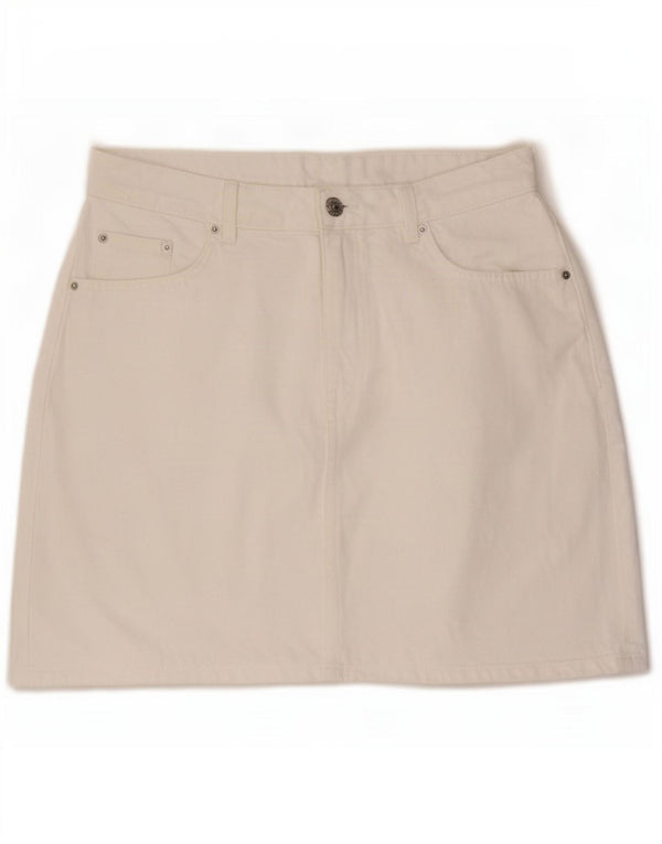 Marks & Spencer Minifalda Vaquera para Mujer Reino Unido 14 Grande W32 Algodón Blanco