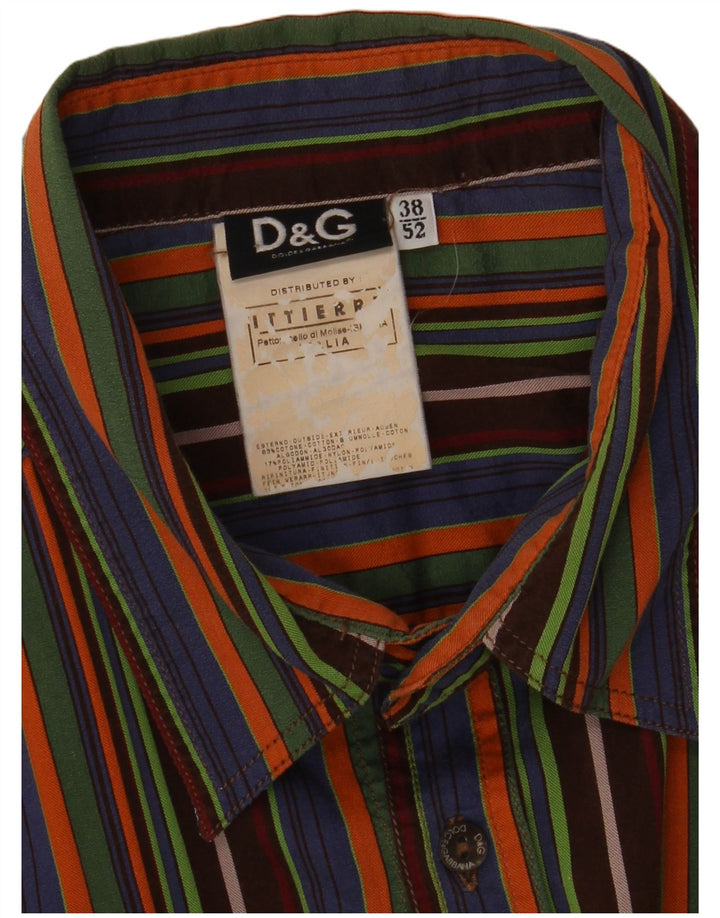 Dolce & Gabbana Camisa Hombre Talla 38 Mediana Algodón A Rayas Multicolor