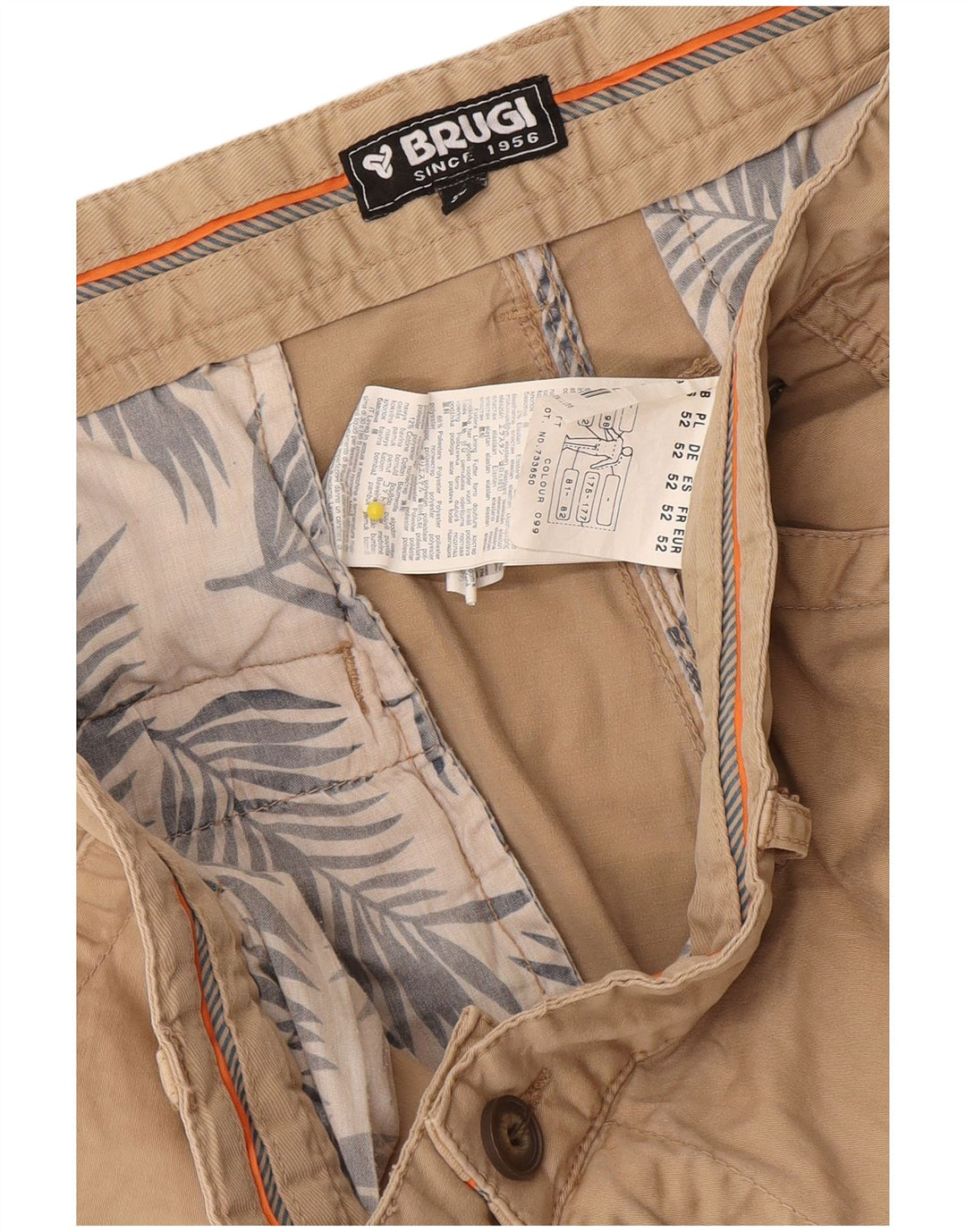Brugi Pantalones cortos tipo cargo para hombre W36 Large Beige Cotton
