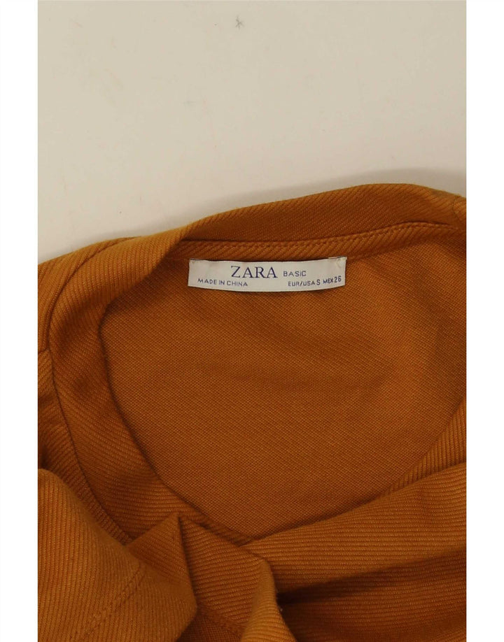 Zara Mujer Top Manga Larga UK 10 Small Naranja