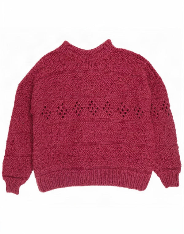 Vintage Womens Oversized Turtle Neck Jumper Sweater UK 18 XL Burgundy