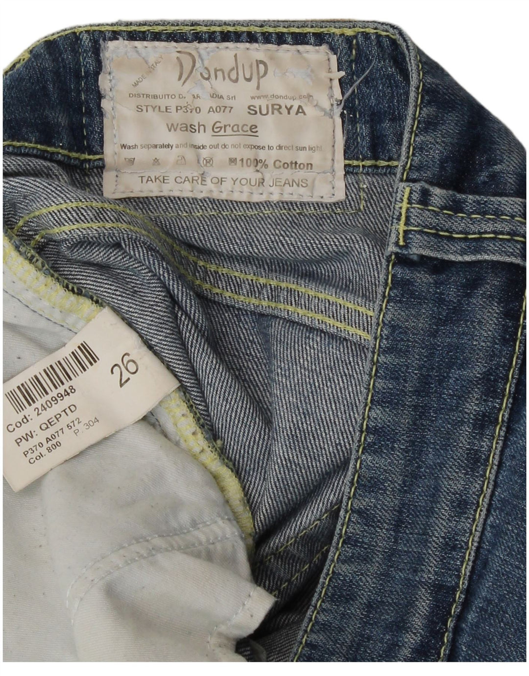 Vaqueros Cortos Mujer Dondup W26 L23 Algodón Azul