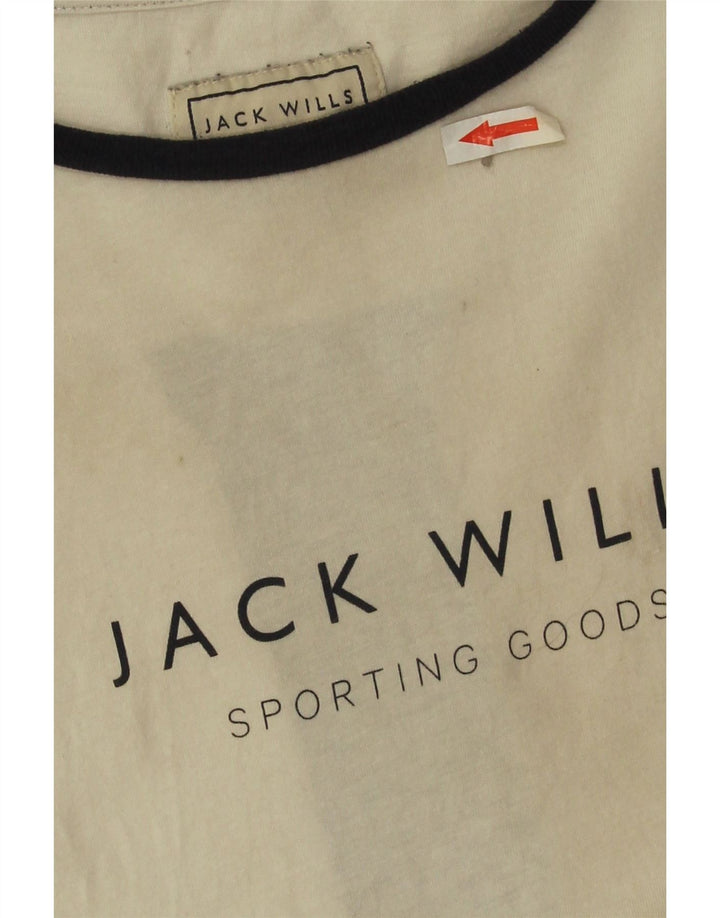 Jack Wills Camiseta gráfica para hombre Top mediano de algodón con bloques de color blanco