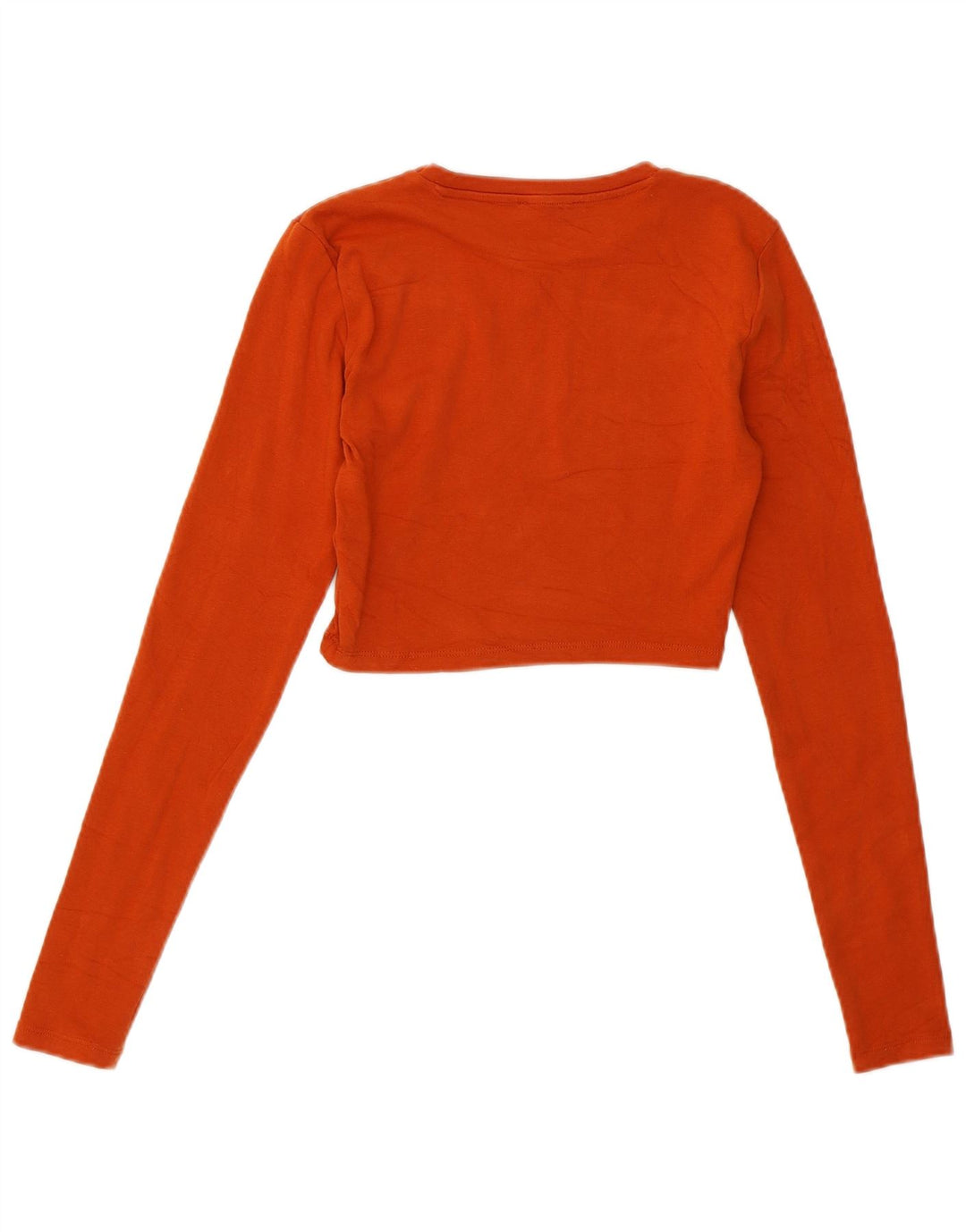 Zara Mujer Crop Top Manga Larga UK 42 Algodón Marrón Medio
