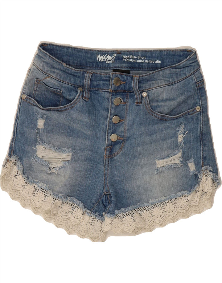 MOSSIMO Womens Distressed High Waist Denim Shorts US 4 Small W27  Blue Vintage Mossimo and Second-Hand Mossimo from Messina Hembry 