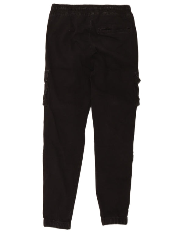Hollister Hombre Crop Joggers Cargo Pantalones XS W30 L26 Algodón Negro