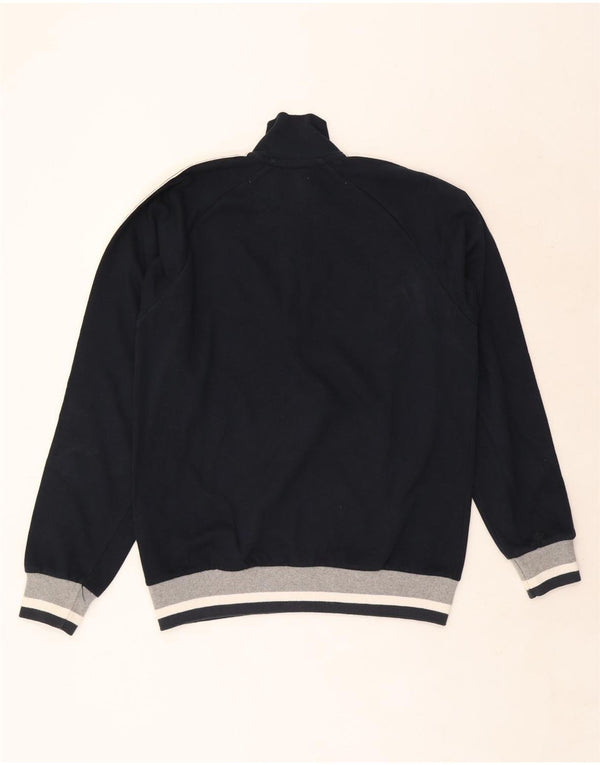 Champion Mens Zip Neck Sweatshirt Jumper Large Navy Blue Colourblock Cotton