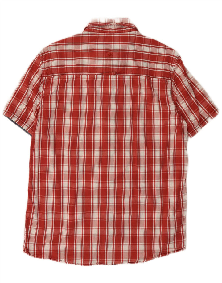 FAT FACE Camisa de franela de manga corta de corte clásico para hombre Cuadros rojos medianos