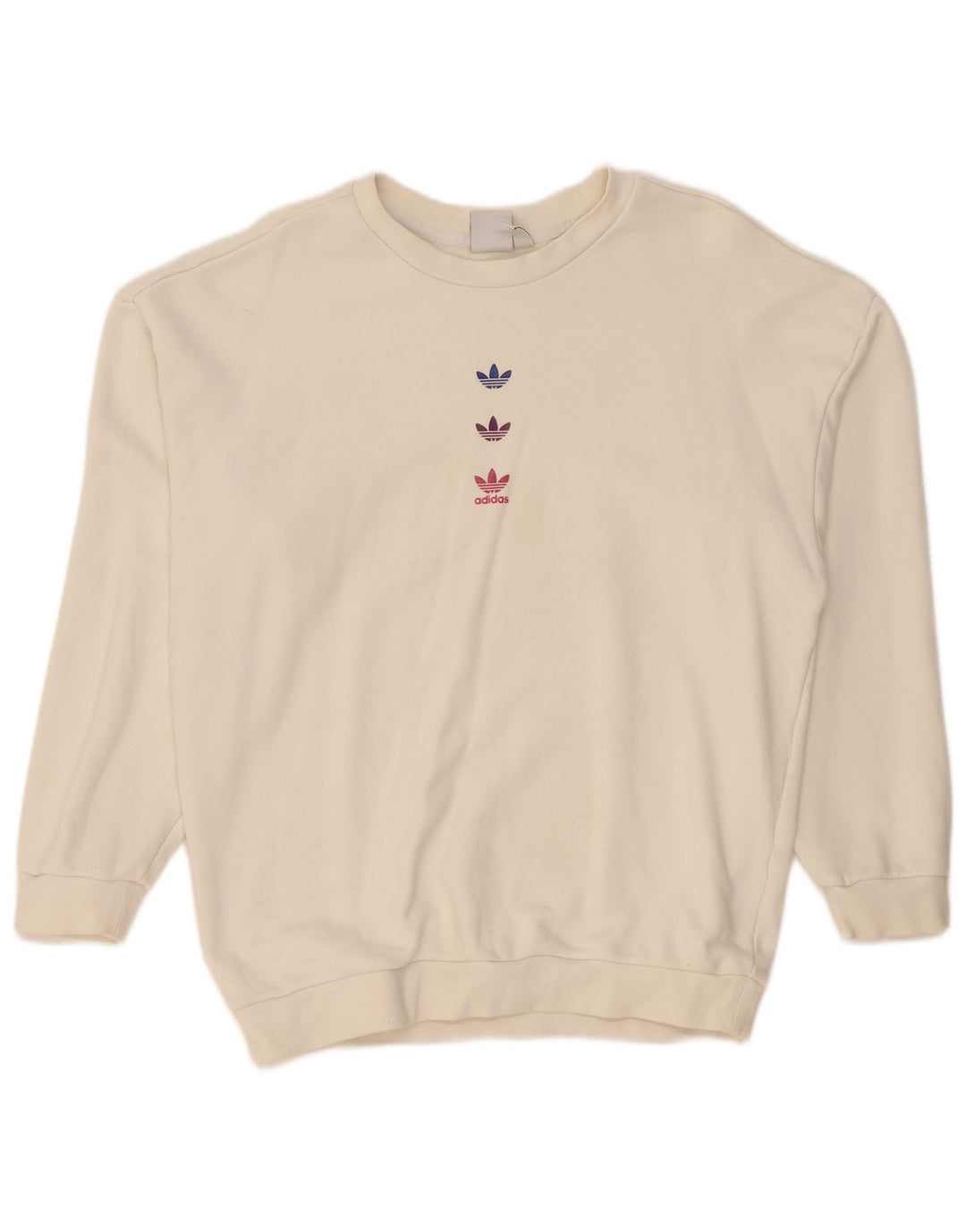 Adidas Sudadera de gran tamaño con gráfico para mujer UK 10 Small Off White
