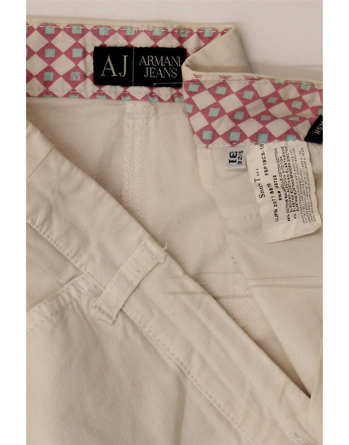 Pantalones Capri Mujer Armani W31 L20 Algodón Blanco